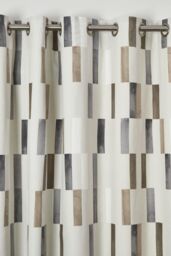 Fusion 'Oakland' 100% Cotton Modern Print Pair of Eyelet Curtains in Natural - Size: 229 cm width x 183 cm drop - thumbnail 2