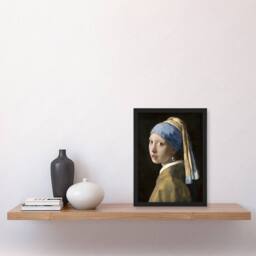 Artery8 Girl with a Pearl Earring Vermeer Vintage Framed Wall Art Print in Black - Size: A4 - thumbnail 4