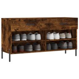 Berkfield Home Shoe Bench Smoked Oak 102x35x55 cm Engineered Wood in Brown - Size: 102 x 35 x 55 cm