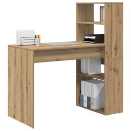 Berkfield Home Desk with Storage Artisan Oak 113x54x120 cm Engineered Wood - Size: 113 x 54 x 120 cm - thumbnail 3