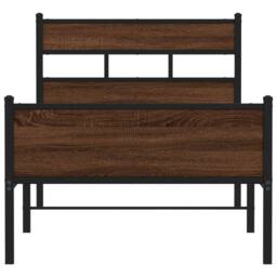 Berkfield Home Elegant Bed Frame without Mattress Brown Oak 90x200 cm Engineered Wood - thumbnail 4