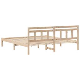 Berkfield Home with Headboard Brown 200 x 200 cm Pine wood in Beige - thumbnail 7
