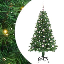 Berkfield Home Artificial Christmas Tree with 150 LEDs with Stand Green 150 cm - thumbnail 1