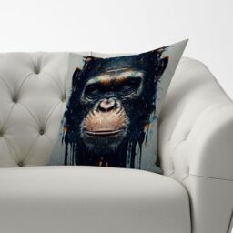 Warren Reed - Designer Gorilla Face Splashart Cushions in Brown - Size: 60 cm x 60 cm - thumbnail 3