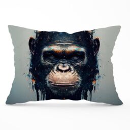 Warren Reed - Designer Gorilla Face Splashart Cushions in Brown - Size: 60 cm x 60 cm - thumbnail 1