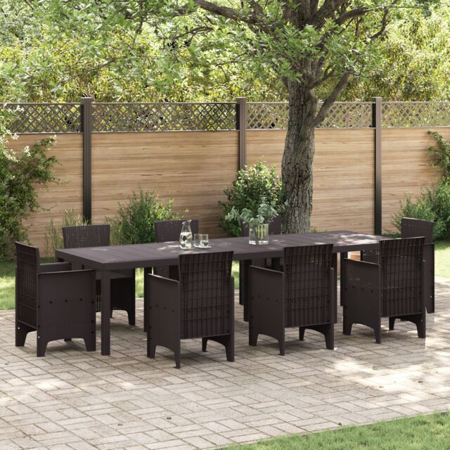 Berkfield Home Garden Table Brown 300x100x73 cm Poly Rattan - Size: 300 x 100 x 73 cm - image 1