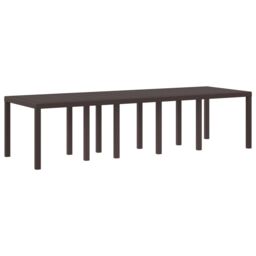 Berkfield Home Garden Table Brown 300x100x73 cm Poly Rattan - Size: 300 x 100 x 73 cm - thumbnail 6