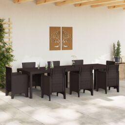 Berkfield Home Garden Table Brown 300x100x73 cm Poly Rattan - Size: 300 x 100 x 73 cm - thumbnail 3