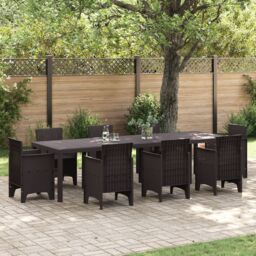 Berkfield Home Garden Table Brown 300x100x73 cm Poly Rattan - Size: 300 x 100 x 73 cm - thumbnail 1