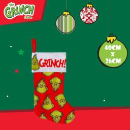 VFM e-Store Grinch Christmas Stocking 40cm x 26cm White Cuff Multi Grinch X 1 in Red - Size: 40 cm x 26 cm - thumbnail 2