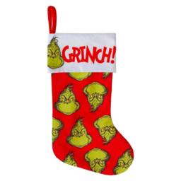 VFM e-Store Grinch Christmas Stocking Festive Fireplace Gift in Red