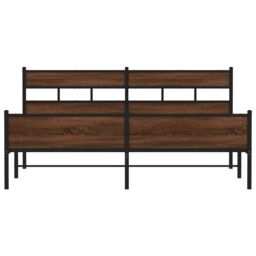 Berkfield Home Metal Bed Frame without Mattress Brown Oak 180x200 cm Super King - thumbnail 4