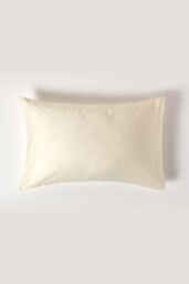 Homescapes Sateen Cotton Housewife Pillowcase 400 TC in Cream - thumbnail 1