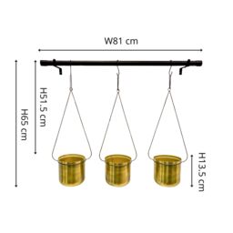 Ivyline Linear Hanging Plant Pots, Black & Gold - thumbnail 4