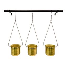 Ivyline Linear Hanging Plant Pots, Black & Gold - thumbnail 2