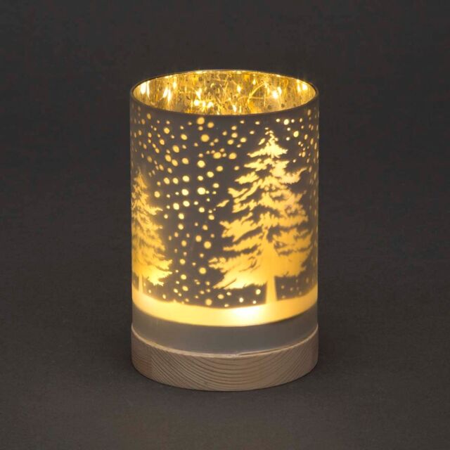 Shatchi 15cm Christmas Decorated Vase Table Forest Snowfall Scene Silver - image 1