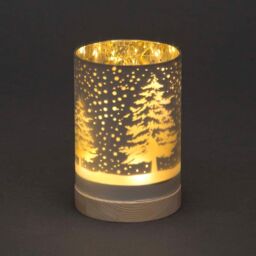 Shatchi 15cm Christmas Decorated Vase Table Forest Snowfall Scene Silver - thumbnail 2