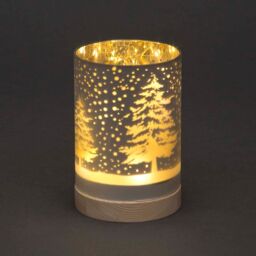 Shatchi 15cm Christmas Decorated Vase Table Forest Snowfall Scene Silver - thumbnail 1