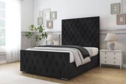"Sloomy Watson Naples Frame-Mattress - 50"" Upholstered Headboard in Black - Size: Small Double" - thumbnail 2