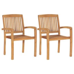 Berkfield Home Stacking Garden Dining Chairs 2 pcs Solid Teak Wood in Brown