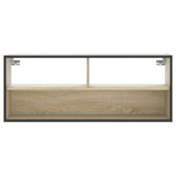 Berkfield Home TV Cabinet Sonoma Oak 100x31x39.5 cm Engineered Wood & Metal in Light Tan - thumbnail 4