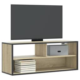 Berkfield Home TV Cabinet Sonoma Oak 100x31x39.5 cm Engineered Wood & Metal in Light Tan - thumbnail 2