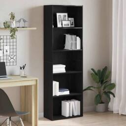 Berkfield Home Bookcase Black Oak 60x30x189 cm Engineered Wood - Size: 60 x 30 x 189 cm - thumbnail 2