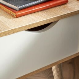 Home Source Bedside Cabinet Oak White 1 Drawer Bedroom Side Table Wooden Legs - thumbnail 7
