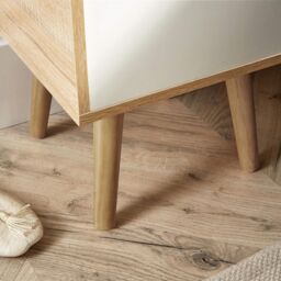 Home Source Bedside Cabinet Oak White 1 Drawer Bedroom Side Table Wooden Legs - thumbnail 8