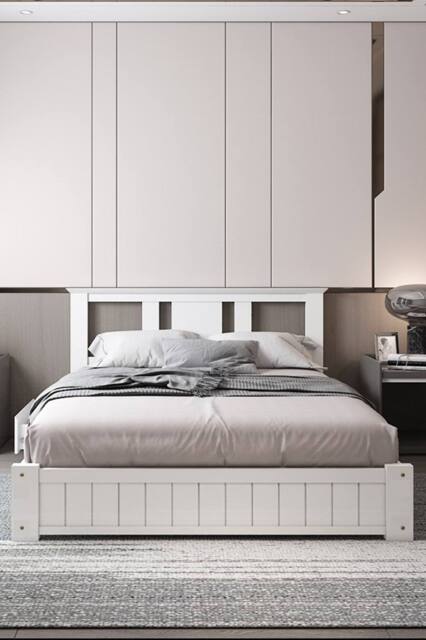 Somnior Elwood Solid Wooden Bed 3FT/4FT6/5FT with 3 Drawers & Memory Mattress in White - Size: Single - image 1
