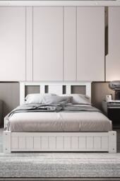 Somnior Elwood Solid Wooden Bed 3FT/4FT6/5FT with 3 Drawers & Memory Mattress in White - Size: Single - thumbnail 1
