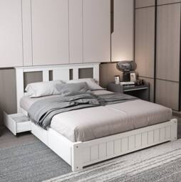 Somnior Elwood Solid Wooden Bed 3FT/4FT6/5FT with 3 Drawers & Memory Mattress in White - Size: Single - thumbnail 3