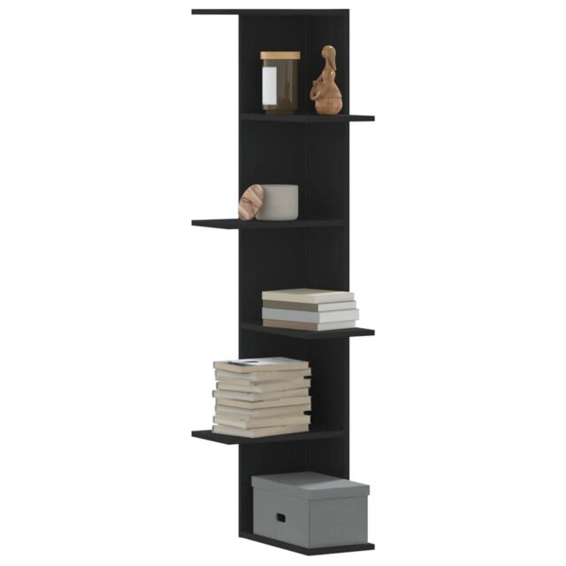 Berkfield Home Wall Corner Shelf Black 36.5x36.5x140 cm Engineered Wood - image 1