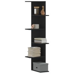 Berkfield Home Wall Corner Shelf Black 36.5x36.5x140 cm Engineered Wood - thumbnail 1