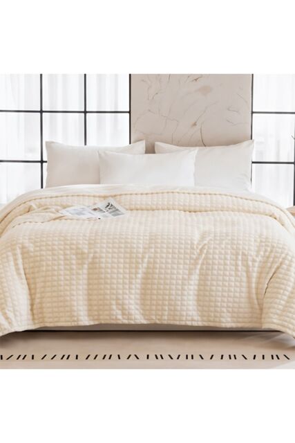 Living and Home Reversible Skin-Friendly Throw Blanket in Beige - Size: Medium - image 1