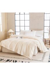 Living and Home Reversible Skin-Friendly Throw Blanket in Beige - Size: Medium - thumbnail 2