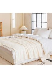 Living and Home Reversible Skin-Friendly Throw Blanket in Beige - Size: Medium - thumbnail 3