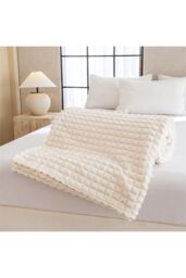 Living and Home Reversible Skin-Friendly Throw Blanket in Beige - Size: Medium - thumbnail 8
