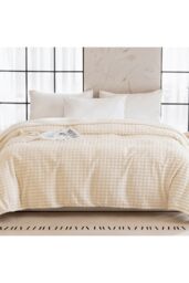 Living and Home Reversible Skin-Friendly Throw Blanket in Beige - Size: Medium - thumbnail 1
