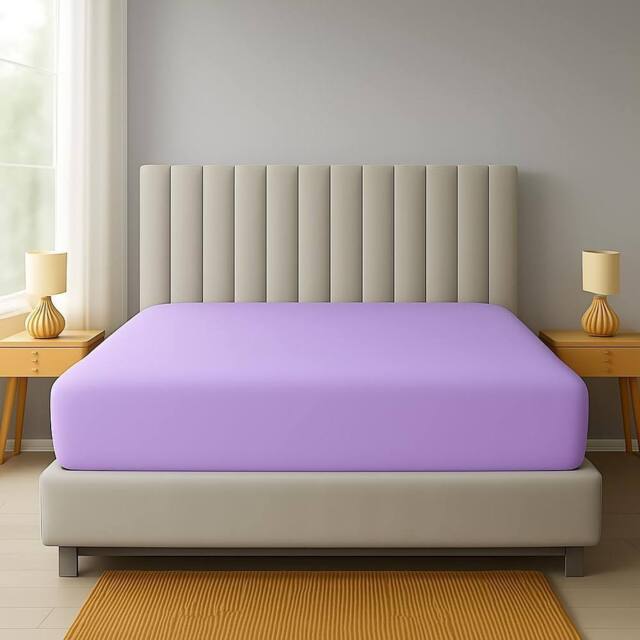 "Homes-Linen Extra Deep 16""/40cm Polycotton Easy Care Fitted Sheet in Lilac - Size: Super King" - image 1