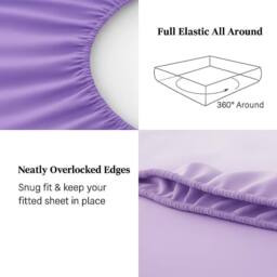 "Homes-Linen Extra Deep 16""/40cm Polycotton Easy Care Fitted Sheet in Lilac - Size: Super King" - thumbnail 2