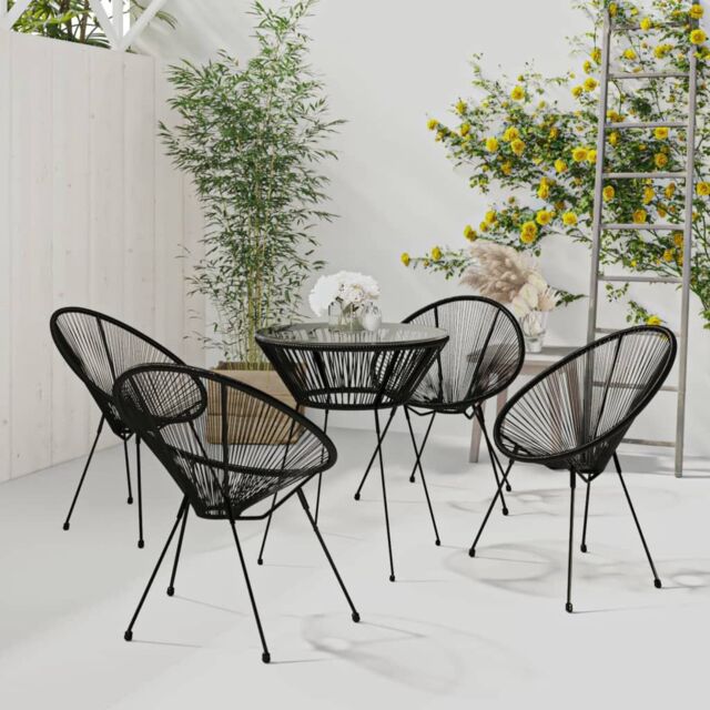 Berkfield Home 5 Piece Outdoor Dining Set PVC Rattan Black - image 1