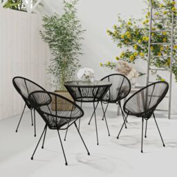 Berkfield Home 5 Piece Outdoor Dining Set PVC Rattan Black - thumbnail 1