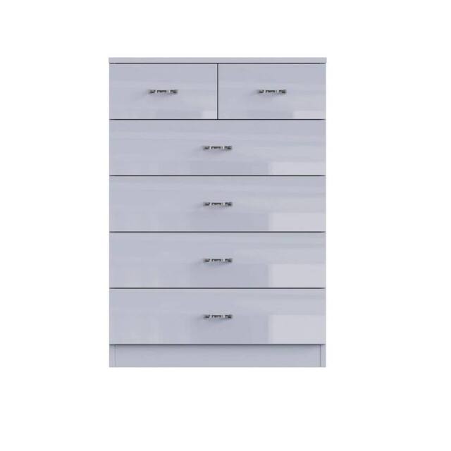 KORVIXA 6 Drawer Chest of Drawers Tall Modern Bedroom Furniture in Grey - Size: 100 cm x 100 cm - image 1