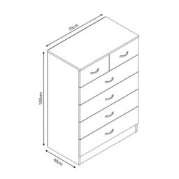 KORVIXA 6 Drawer Chest of Drawers Tall Modern Bedroom Furniture in Grey - Size: 100 cm x 100 cm - thumbnail 2