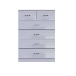 KORVIXA 6 Drawer Chest of Drawers Tall Modern Bedroom Furniture in Grey - Size: 100 cm x 100 cm