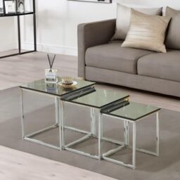 FURNOS Set Of 3 Faux Marble Nesting Tables in Grey - thumbnail 3