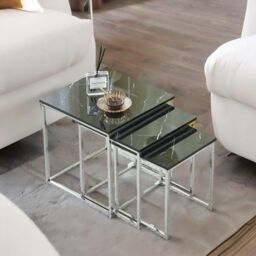 FURNOS Set Of 3 Faux Marble Nesting Tables in Grey - thumbnail 4