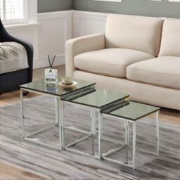 FURNOS Set Of 3 Faux Marble Nesting Tables in Grey - thumbnail 2