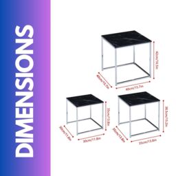 FURNOS Set Of 3 Faux Marble Nesting Tables in Grey - thumbnail 6